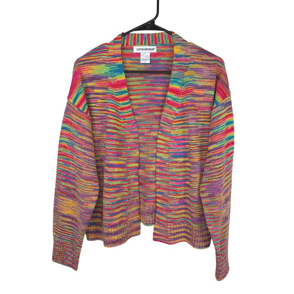 Cotton Emporium Rainbow Space Dyed Cardigan Sweater Women's Medium Boho